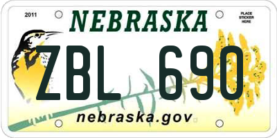 NE license plate ZBL690