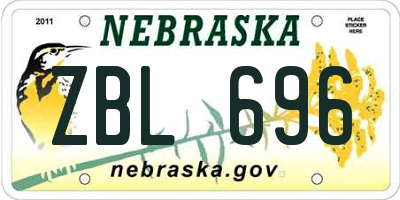 NE license plate ZBL696