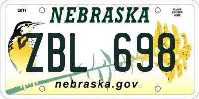 NE license plate ZBL698