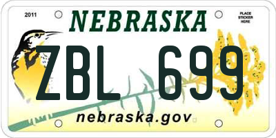 NE license plate ZBL699