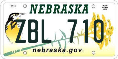 NE license plate ZBL710