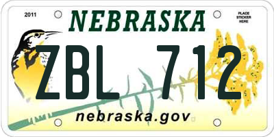 NE license plate ZBL712