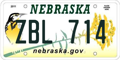 NE license plate ZBL714