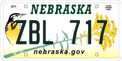 NE license plate ZBL717