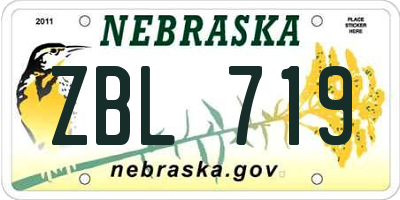 NE license plate ZBL719