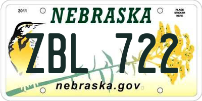 NE license plate ZBL722