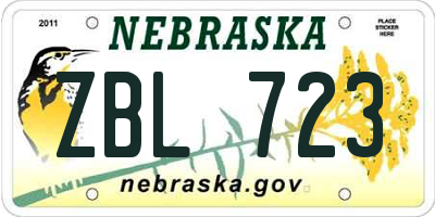 NE license plate ZBL723