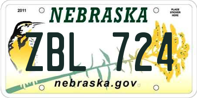 NE license plate ZBL724