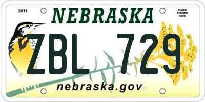 NE license plate ZBL729