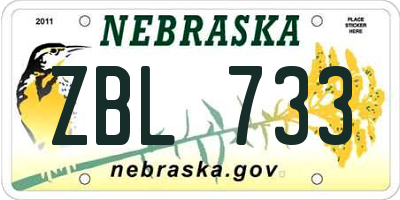 NE license plate ZBL733