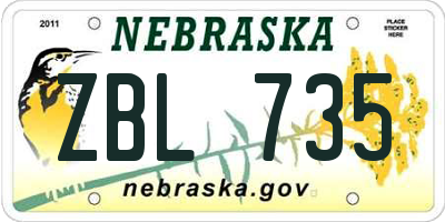 NE license plate ZBL735