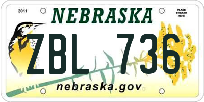 NE license plate ZBL736