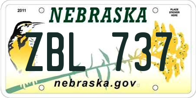 NE license plate ZBL737