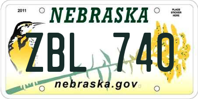 NE license plate ZBL740