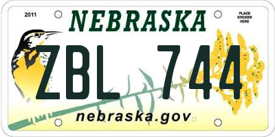 NE license plate ZBL744