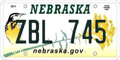 NE license plate ZBL745