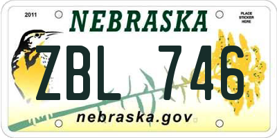 NE license plate ZBL746