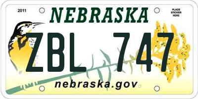 NE license plate ZBL747