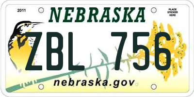 NE license plate ZBL756