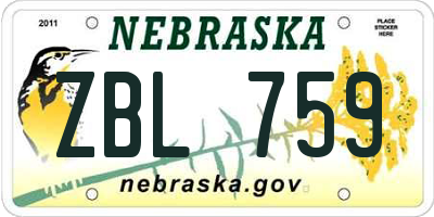 NE license plate ZBL759