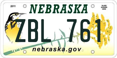 NE license plate ZBL761