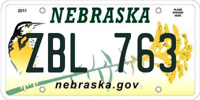 NE license plate ZBL763