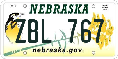 NE license plate ZBL767