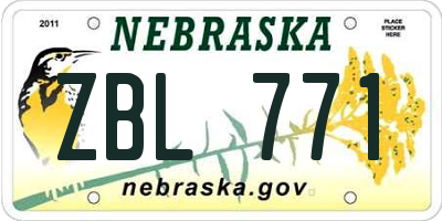 NE license plate ZBL771
