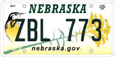 NE license plate ZBL773