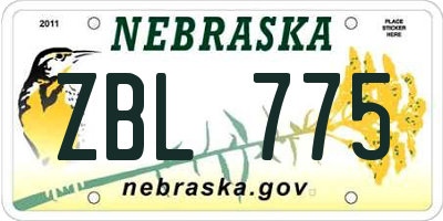 NE license plate ZBL775