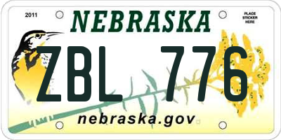NE license plate ZBL776