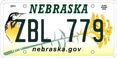 NE license plate ZBL779
