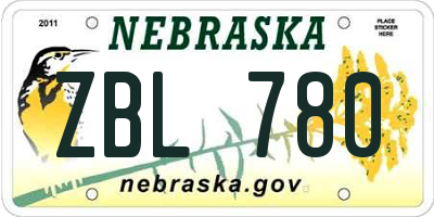 NE license plate ZBL780