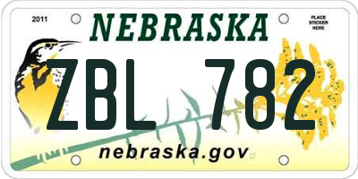 NE license plate ZBL782