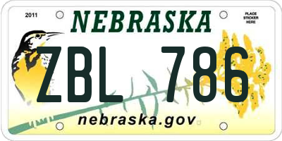 NE license plate ZBL786