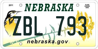 NE license plate ZBL793