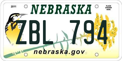 NE license plate ZBL794