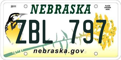 NE license plate ZBL797