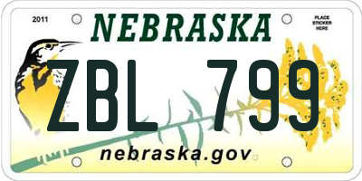 NE license plate ZBL799