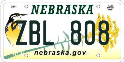 NE license plate ZBL808
