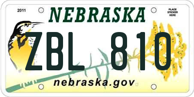 NE license plate ZBL810