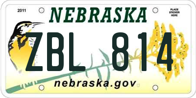 NE license plate ZBL814