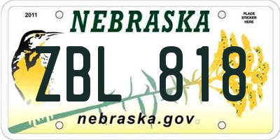 NE license plate ZBL818