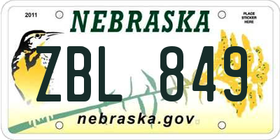 NE license plate ZBL849
