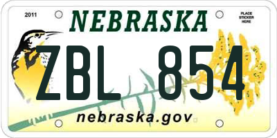 NE license plate ZBL854