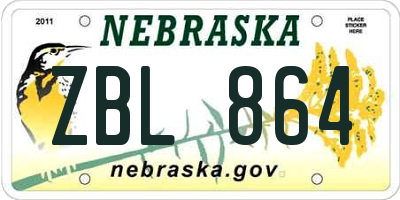 NE license plate ZBL864