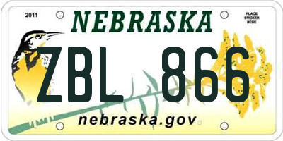 NE license plate ZBL866
