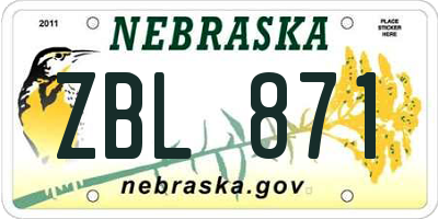 NE license plate ZBL871