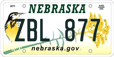NE license plate ZBL877