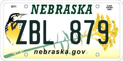 NE license plate ZBL879